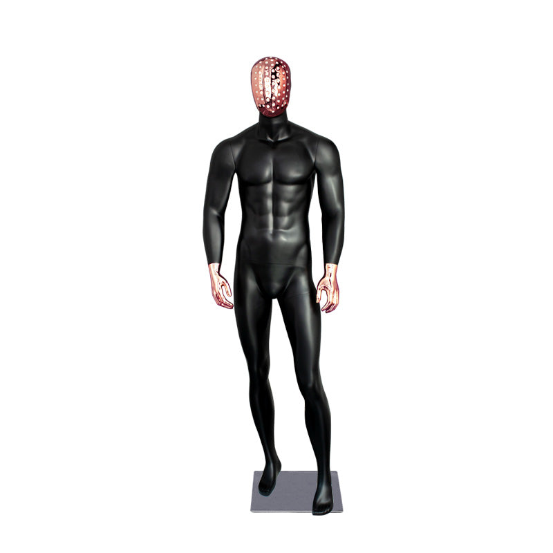 High End Handmade Diamonds Head Display Black Men Suit Model Standing Male Mannequin for Fashion Boutique Display