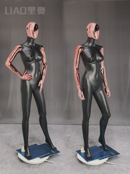 Chrome Rose Gold Matte Black Full Body Female Mannequins Women With Base Boutique Garments Display