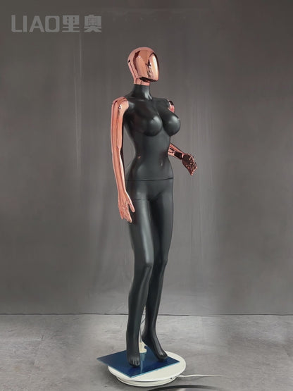 Fashion Matte Black Golden Chrome Female Mannequin Plus Size Dress Foam Full Body Big Breast Manikin for Clothes Window Display