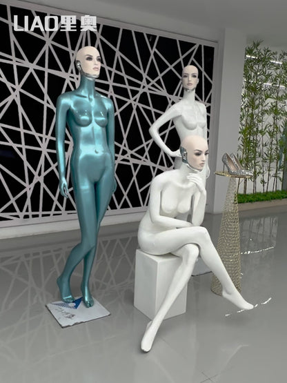 Senior Make-up Face Female Dummy, European Clothing Mannequins Display Window for Luxury Brand Direct Store
