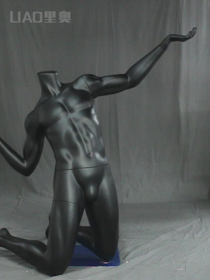 Headless Sports Male Mannequin Used Runs Play Ball Games Clothes Dummy Men Black Gray Full Body