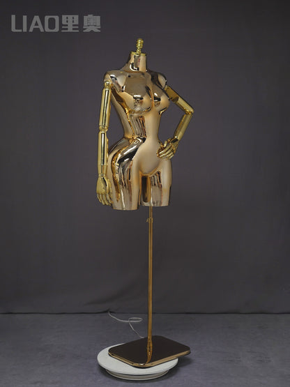 BBL Plus Size Female Curvy Torso Chrome Mannequin Upper-Body Half Body Large Hips Brazilian Girl Dress Form