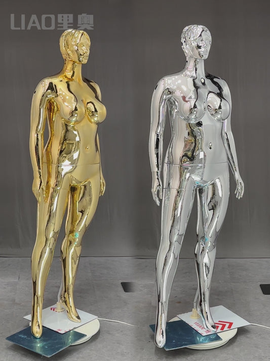 2025 New Full Body Plastic Mannequin Plus Size Chrome Electroplate Female Mannequin Women Dummy