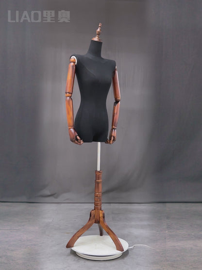 boutique Mannequin body stand for bridal dresses A female dummy with Wooden arms stereoscopic women clothing display