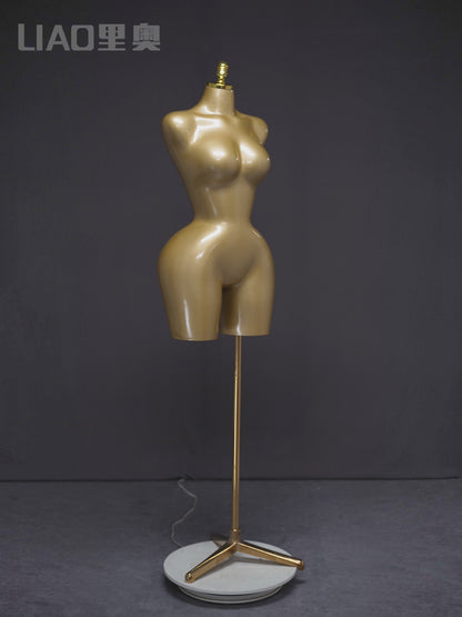 BBL Female Torso Mannequin Curvy Gold Upper-Body Half with Large Hips Brazilian Girl Dress Form Display for Fashion