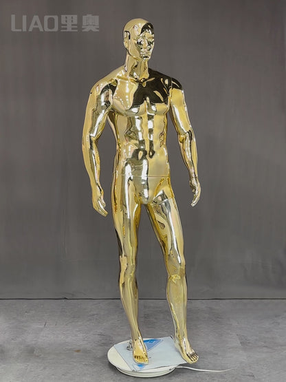 Fashion Clothing Men Dummy Clothes Display Muscle Electroplating Gold Male Mannequins 2025 New Fashion Boutique Display