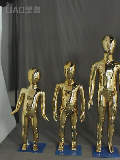 Chrome Kids Mannequins Gold and Sliver Smooth Whole Body Child Dummy for Different Age