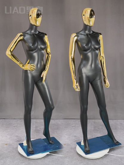 Chrome Female Mannequin Electroplating Gold Women Full Body Plastic Dummy Fashion Garments Display
