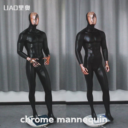 High End Handmade Diamonds Head Display Black Men Suit Model Standing Male Mannequin for Fashion Boutique Display